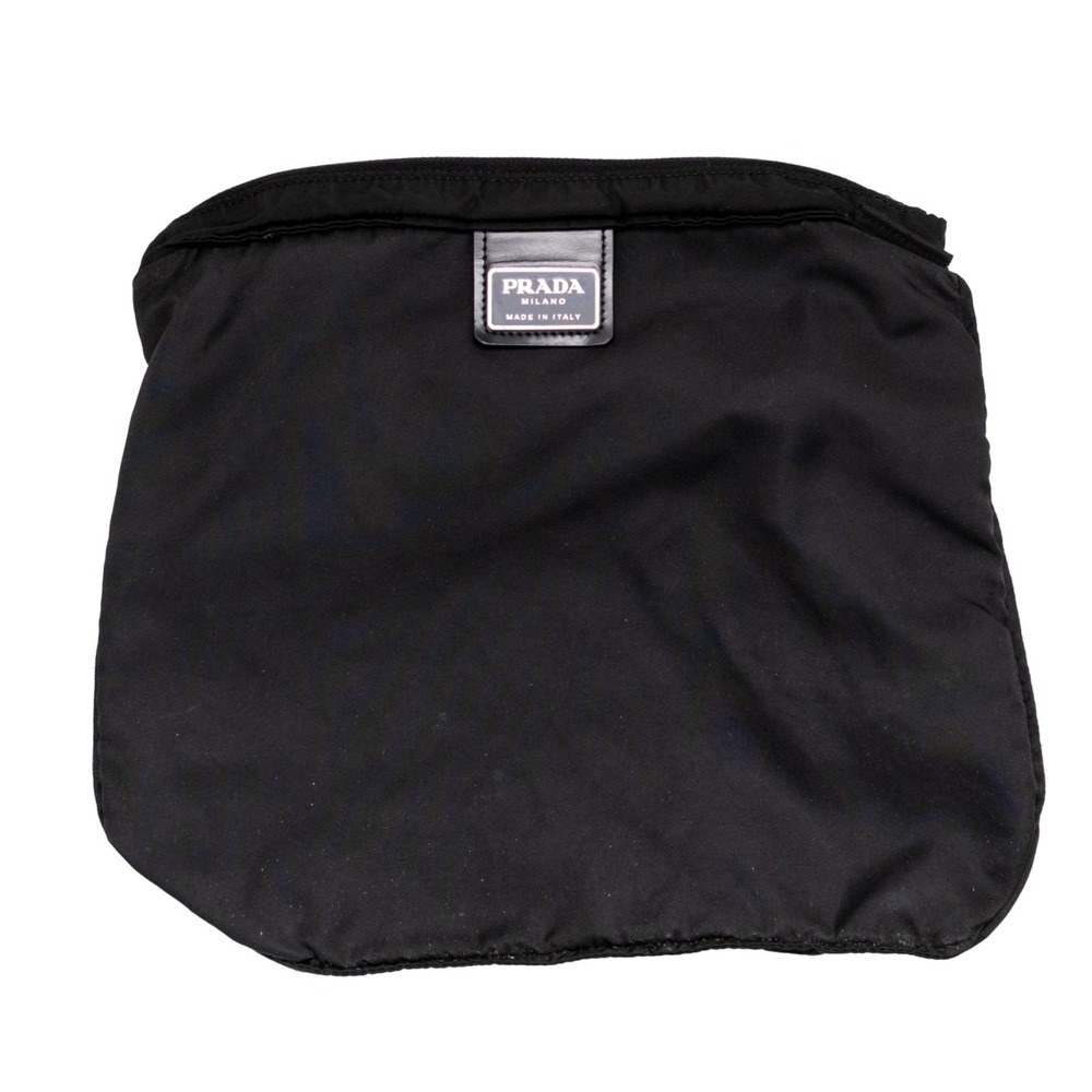 Prada Vintage Black Vela Nylon Small Flat Messenger Bag Adjustable Strap - Picture 12 of 13